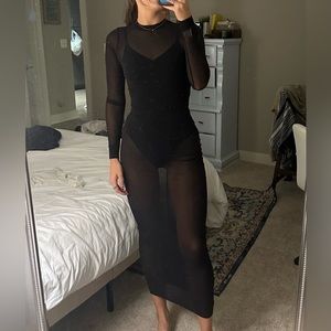 Skims Summer Mesh Black Dress